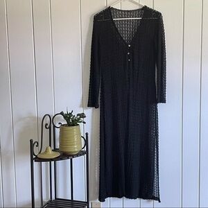 LAST CHANCE Long Swim Cover-up Boho Sleeved Knit Duster Overlay Side Slit Summer